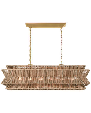 Antigua 54" Linear in Antique-Burnished Brass and Natural Abaca