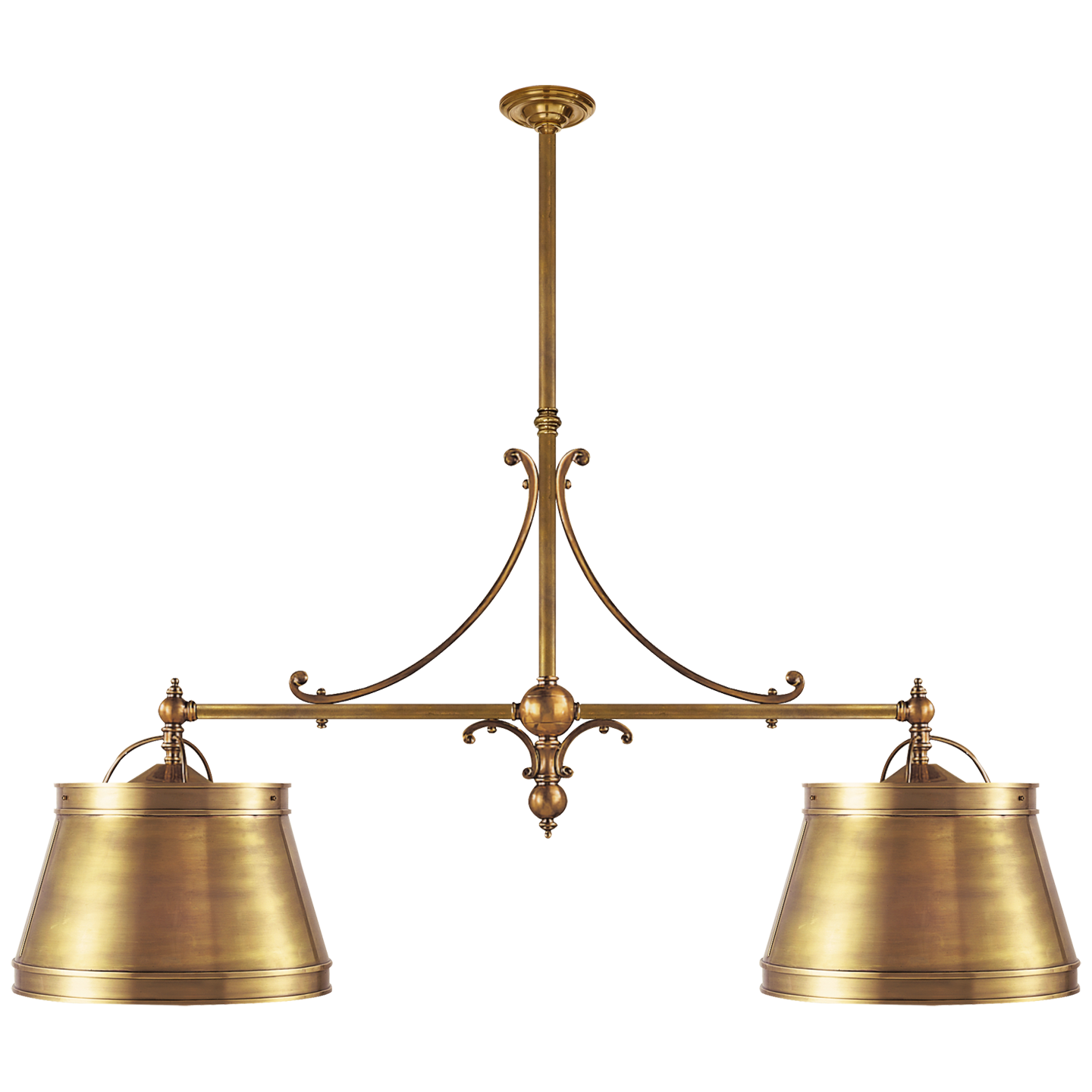 Sloane Double Shop Pendant in Antique-Burnished Brass with Antique-Burnished Brass Shades