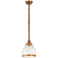 Sloane Single Pendant in Antique-Burnished Brass with Clear Glass