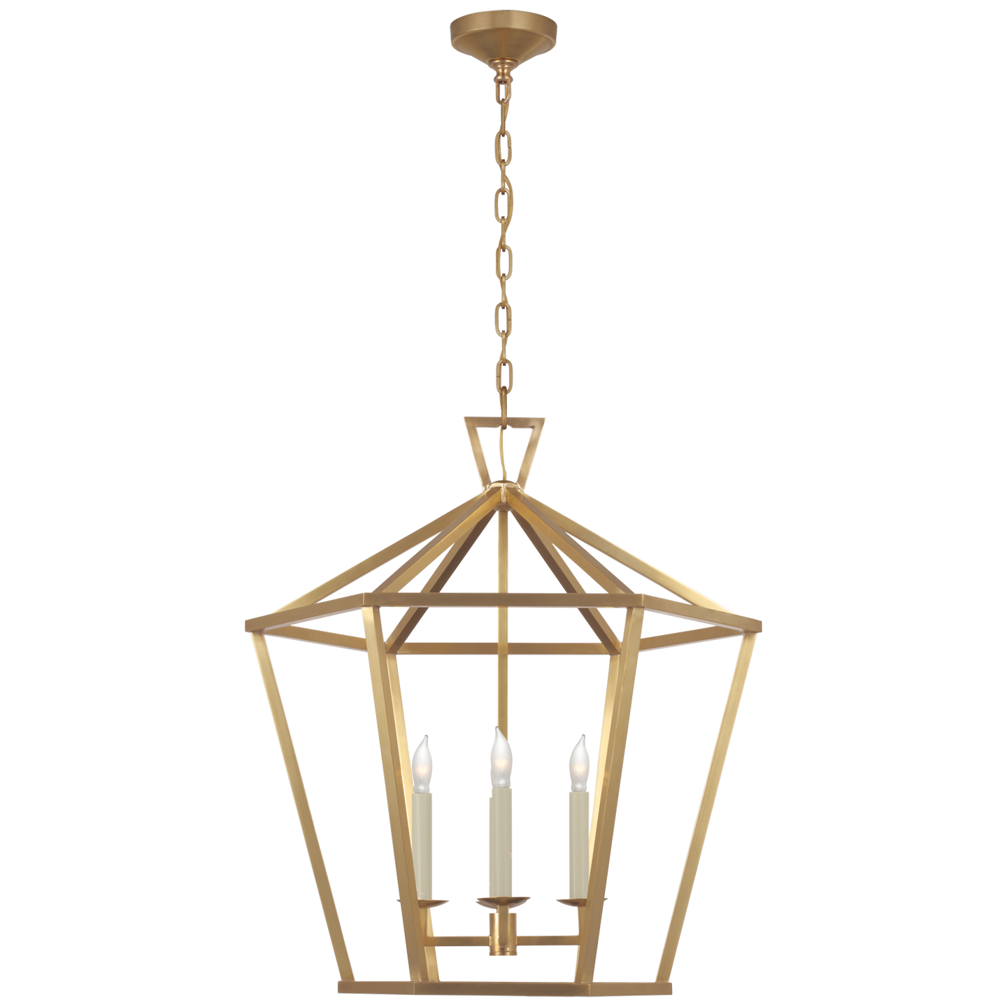 Darlana Large Hexagonal Lantern in Antique-Burnished Brass