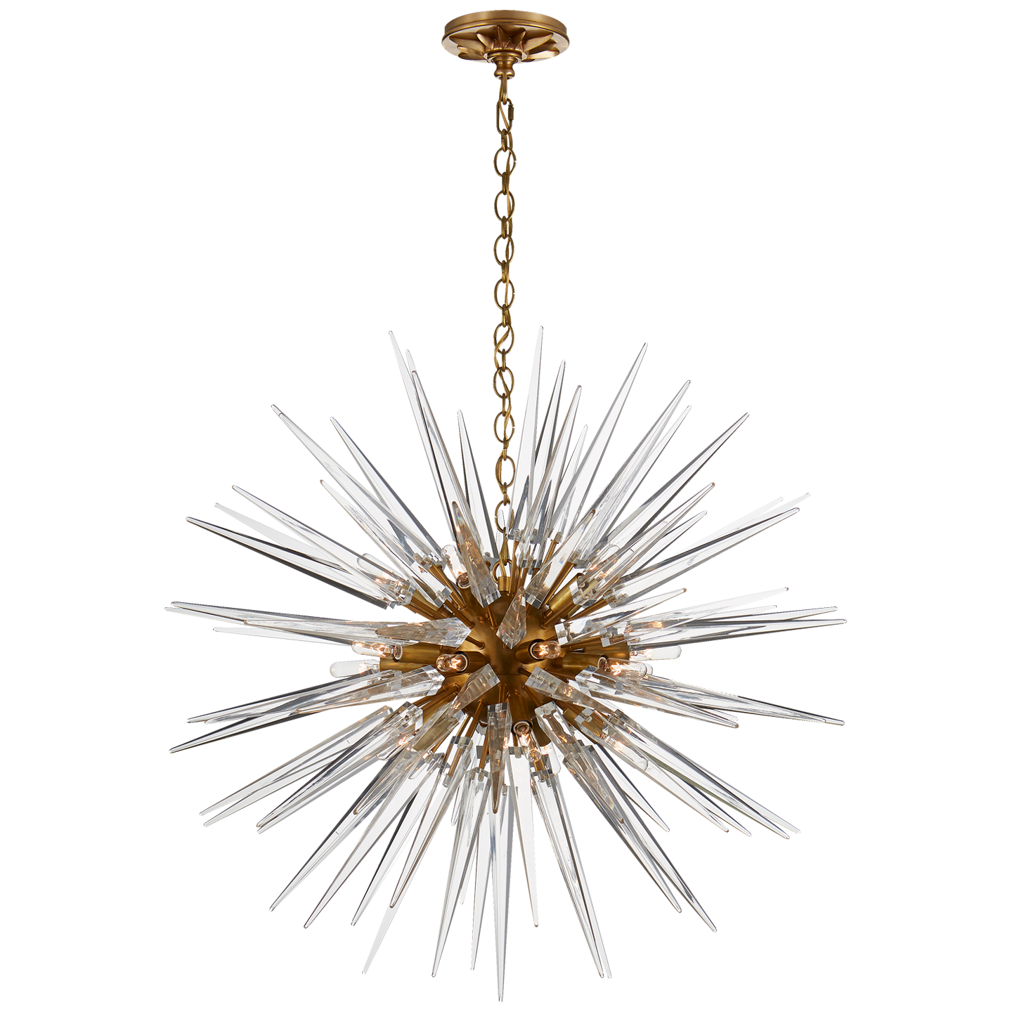 Quincy Medium Sputnik Chandelier in Antique-Burnished Brass with Clear Acrylic