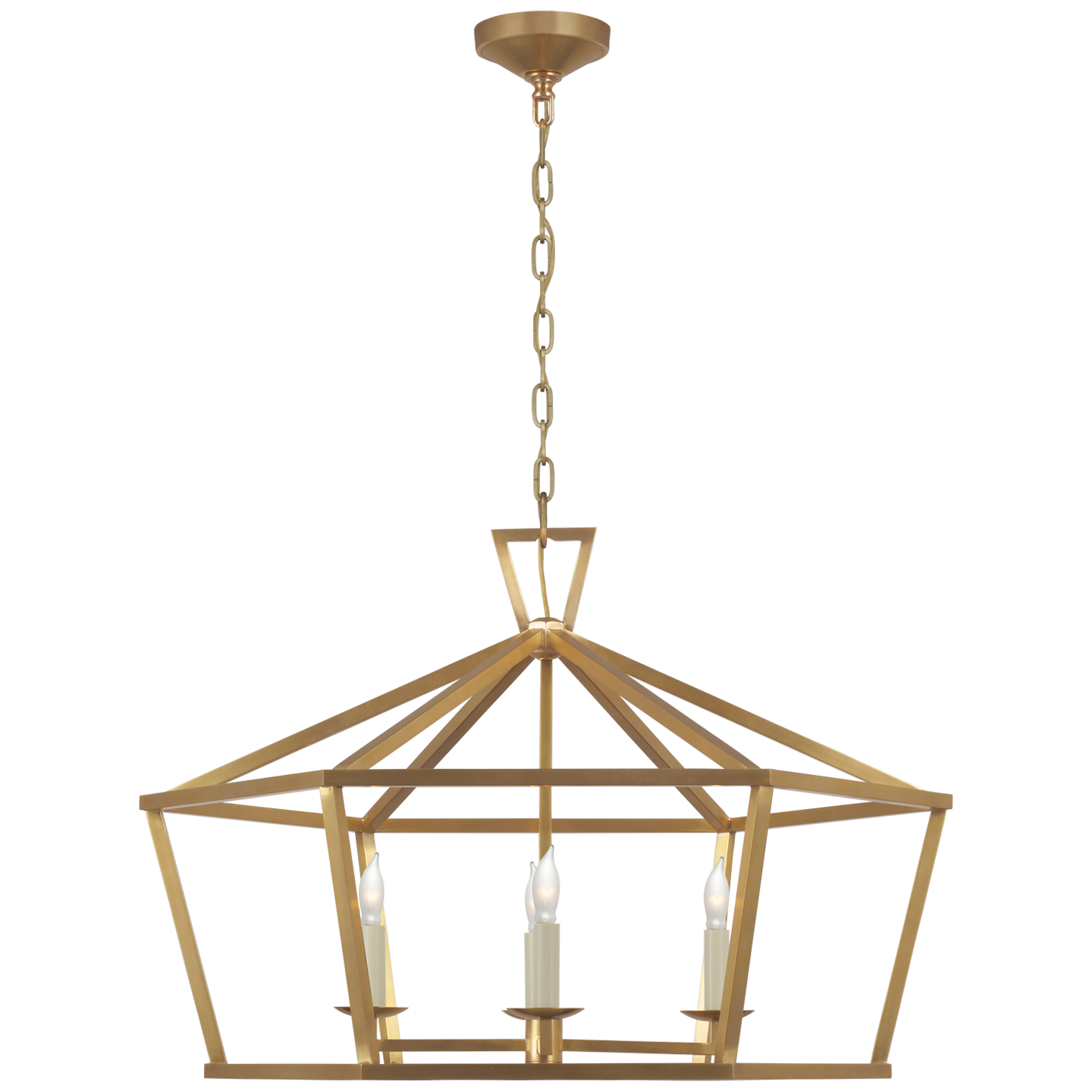 Darlana Wide Hexagonal Lantern in Antique-Burnished Brass