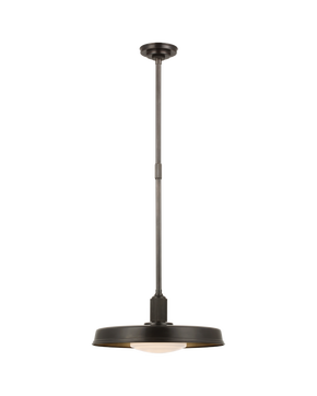 Ruhlmann 18" Factory Pendant in Bronze with White Glass and Brass Interior