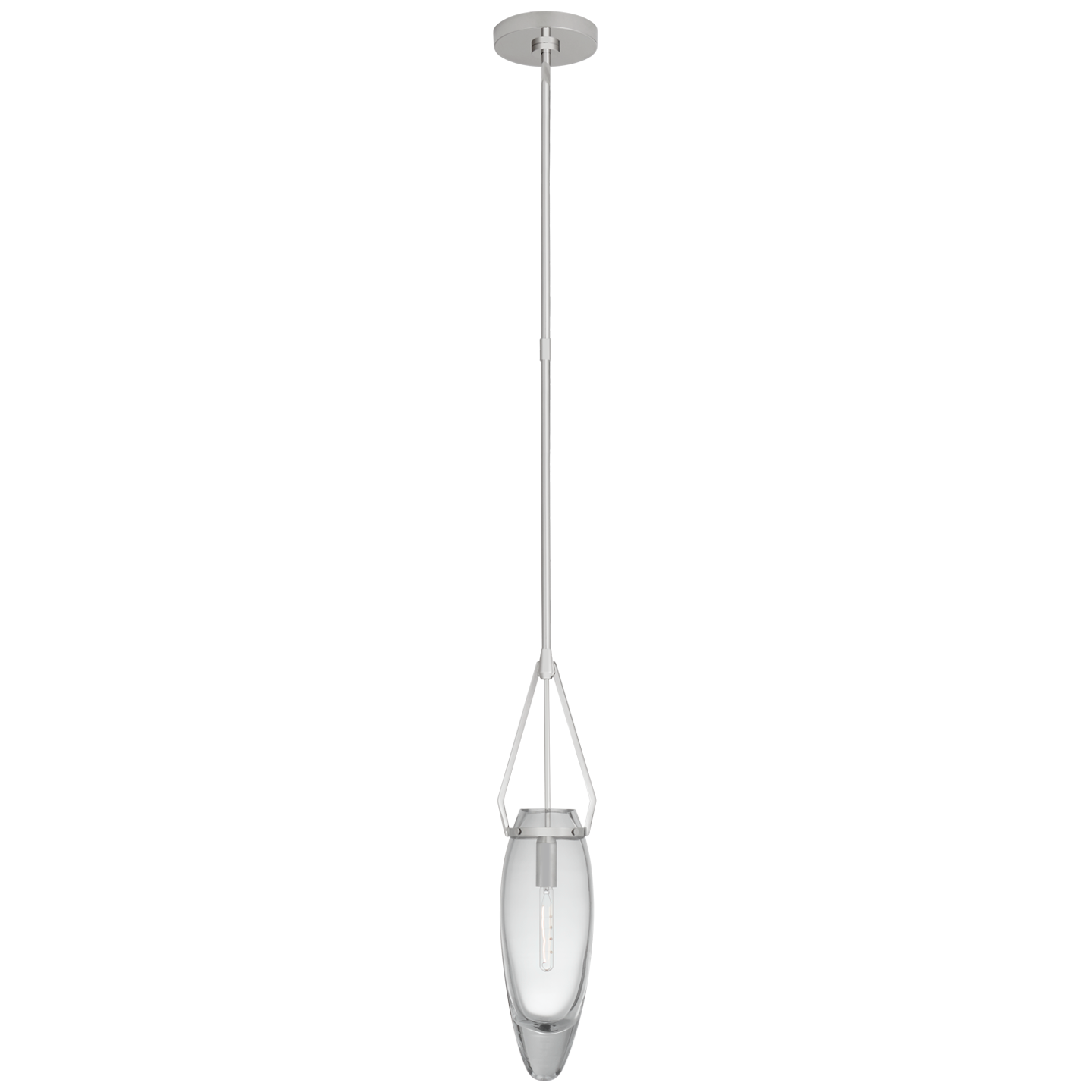 Myla Medium Single Pendant in Polished Nickel with Clear Glass