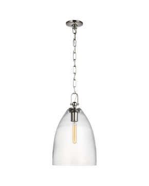 Andros Large Pendant in Polished Nickel with Clear Glass