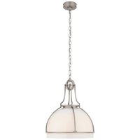 Gracie Large Dome Pendant in Antique Nickel with White Glass 