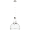 Gracie Large Dome Pendant in Polished Nickel with Clear Glass 