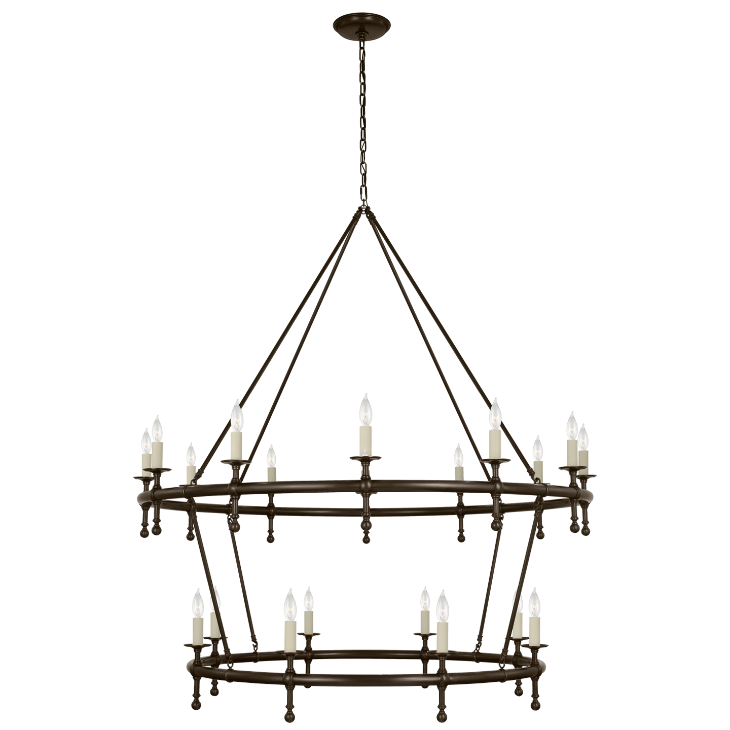 Classic 54" Two-Tier Ring Chandelier in Bronze Open Box
