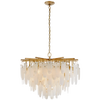 Cora Medium Waterfall Chandelier in Antique-Burnished Brass with Alabaster