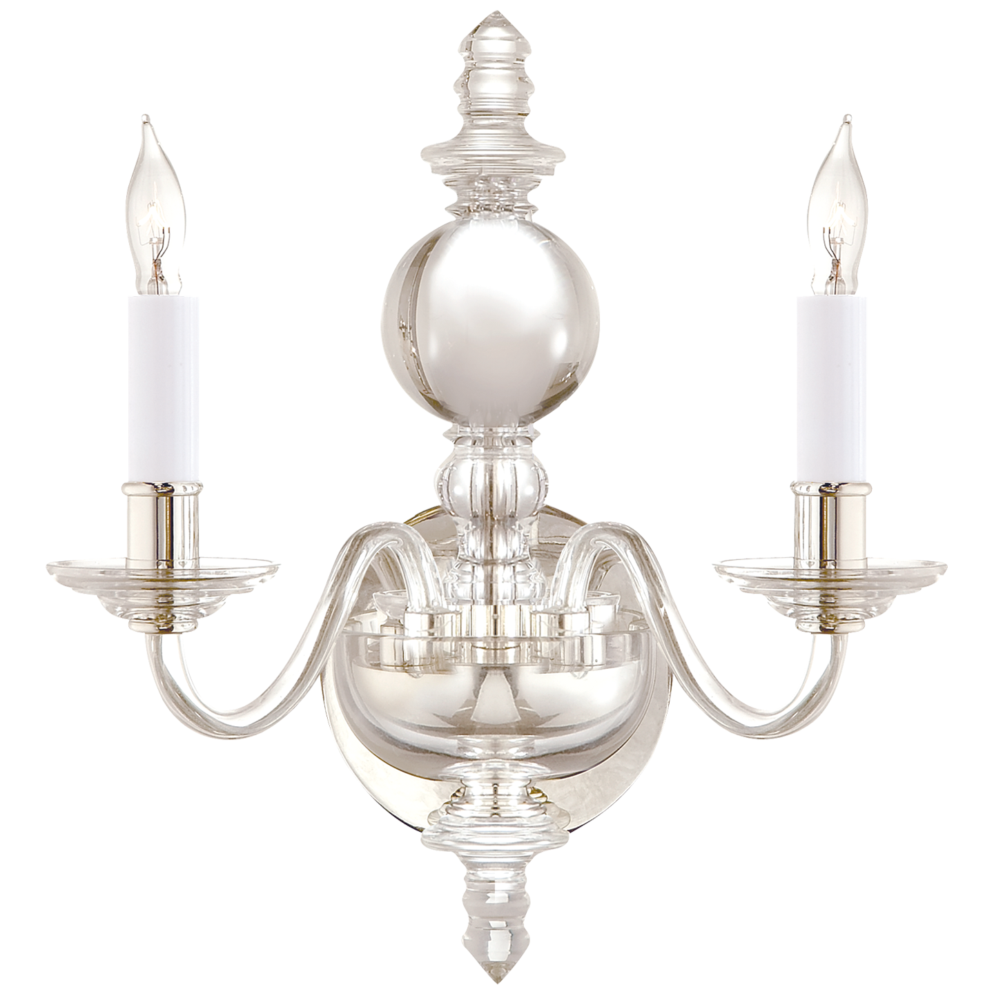 George II Double Sconce in Crystal with Polished Nickel
