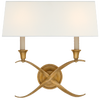 Cross Bouillotte Large Sconce in Antique-Burnished Brass with Linen Shade