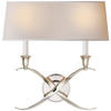 Cross Bouillotte Large Sconce in Polished Nickel with Natural Paper Shade