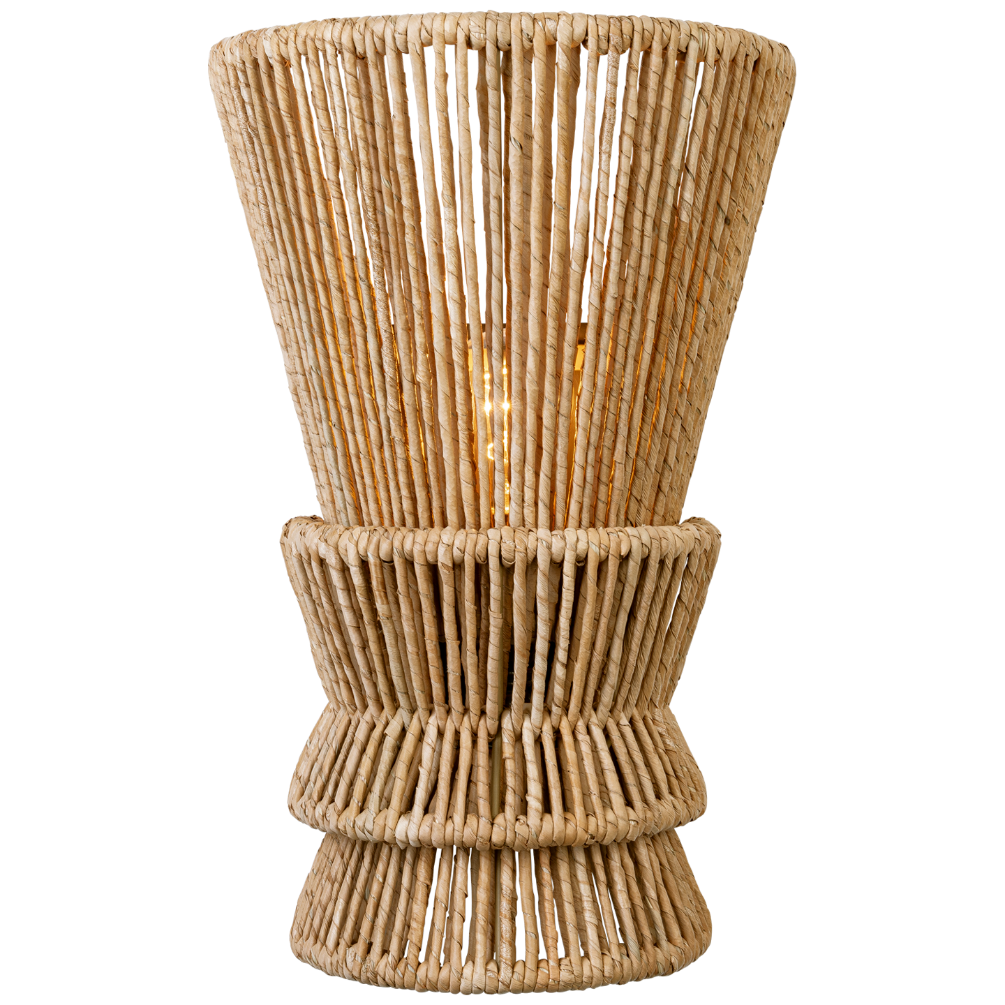 Antigua Medium Sconce in Antique-Burnished Brass and Natural Abaca Open Box