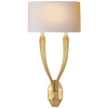 Ruhlmann Double Sconce in Antique-Burnished Brass with Natural Paper Shade