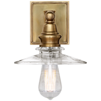 Covington Shield Sconce in Antique-Burnished Brass with Clear Glass