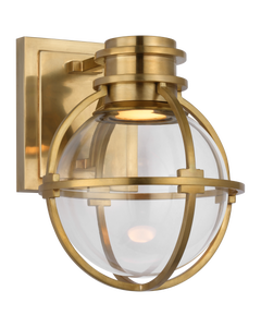 Gracie Single Sconce in Antique-Burnished Brass with Clear Glass