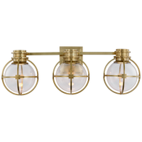 Gracie Triple Sconce in Antique-Burnished Brass with Clear Glass