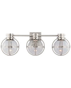 Gracie Triple Sconce in Polished Nickel with Clear Glass