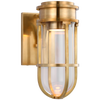 Gracie Tall Bracketed Sconce in Antique-Burnished Brass with Clear Glass