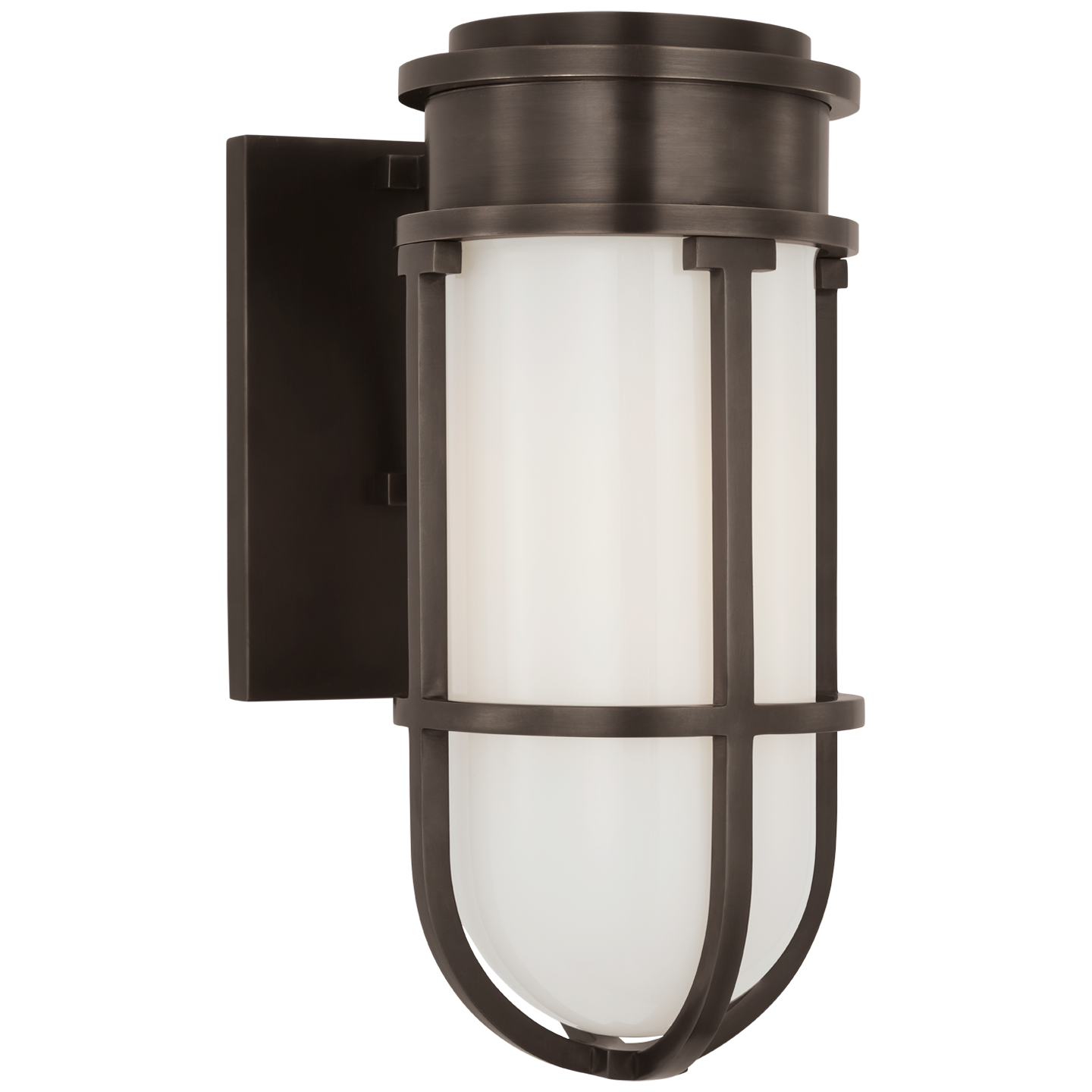 Gracie Tall Bracketed Sconce in Bronze with White Glass Open Box