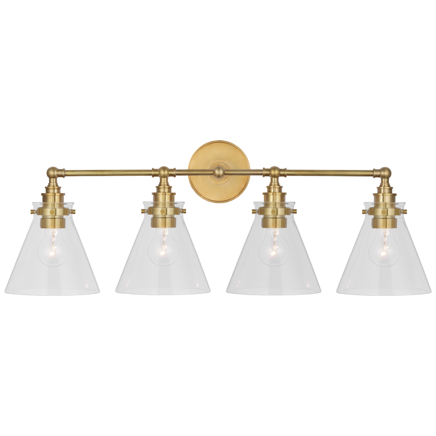 Parkington 32" Four Light Bath Bar in Antique-Burnished Brass with Clear Glass