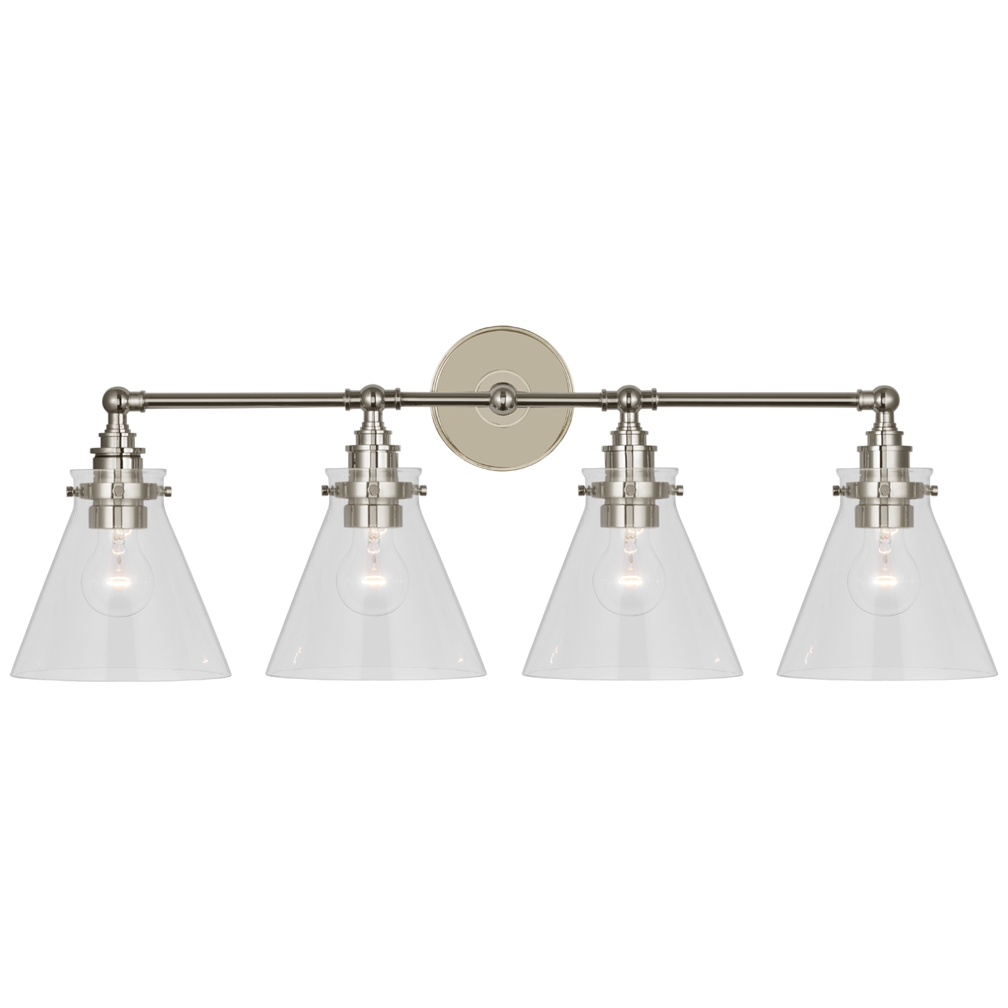 Parkington 32" Four Light Bath Bar in Polished Nickel with Clear Glass