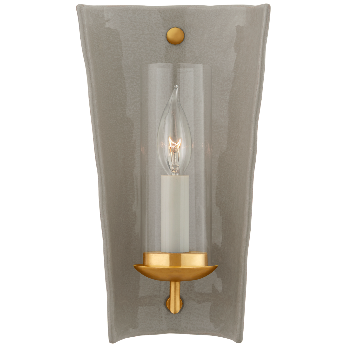 Downey Small Reflector Sconce in Shellish Gray and Gild with Clear Glass