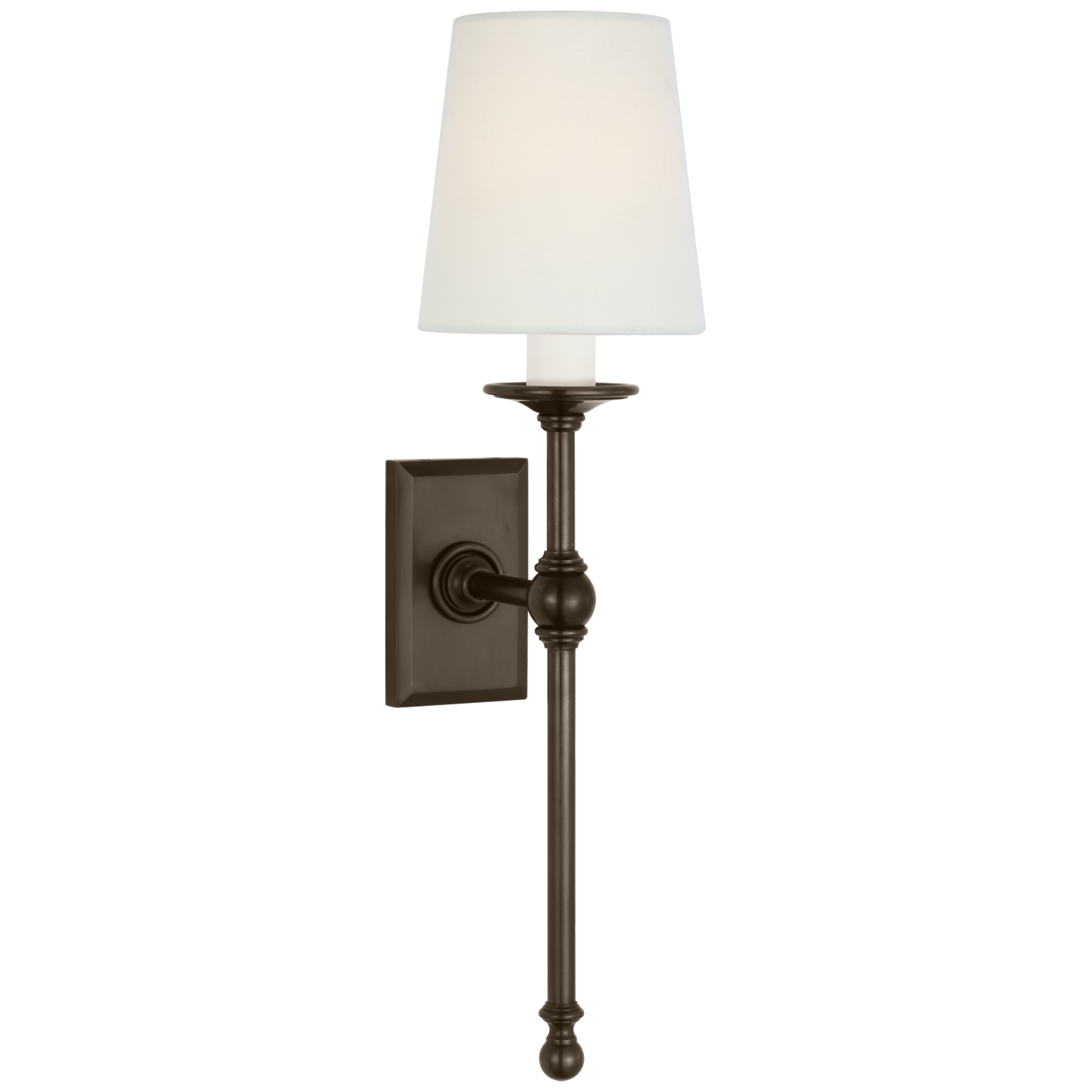 Classic 19" Tail Sconce in Bronze with Linen Shades Open Box