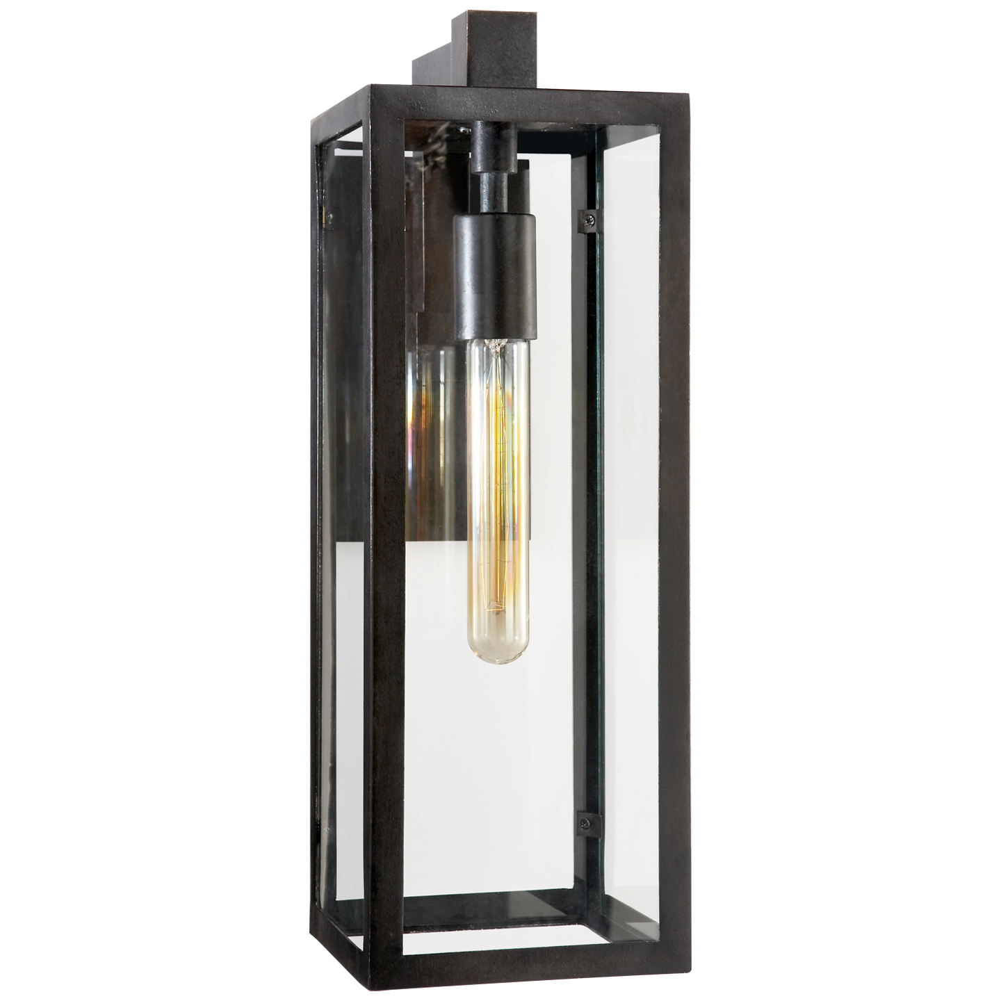 Fresno Framed Medium Sconce in Aged Iron with Clear Glass