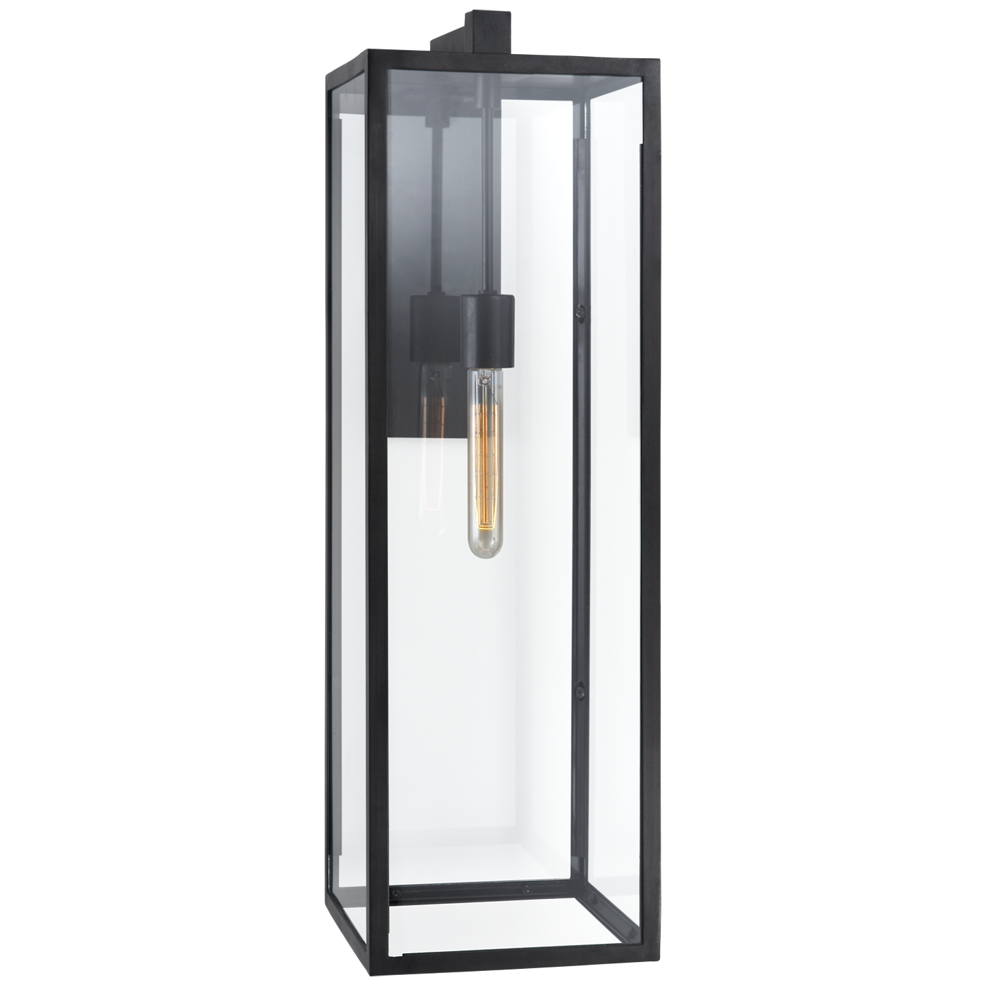 Fresno Long Wall Sconce in Aged Iron with Clear Glass