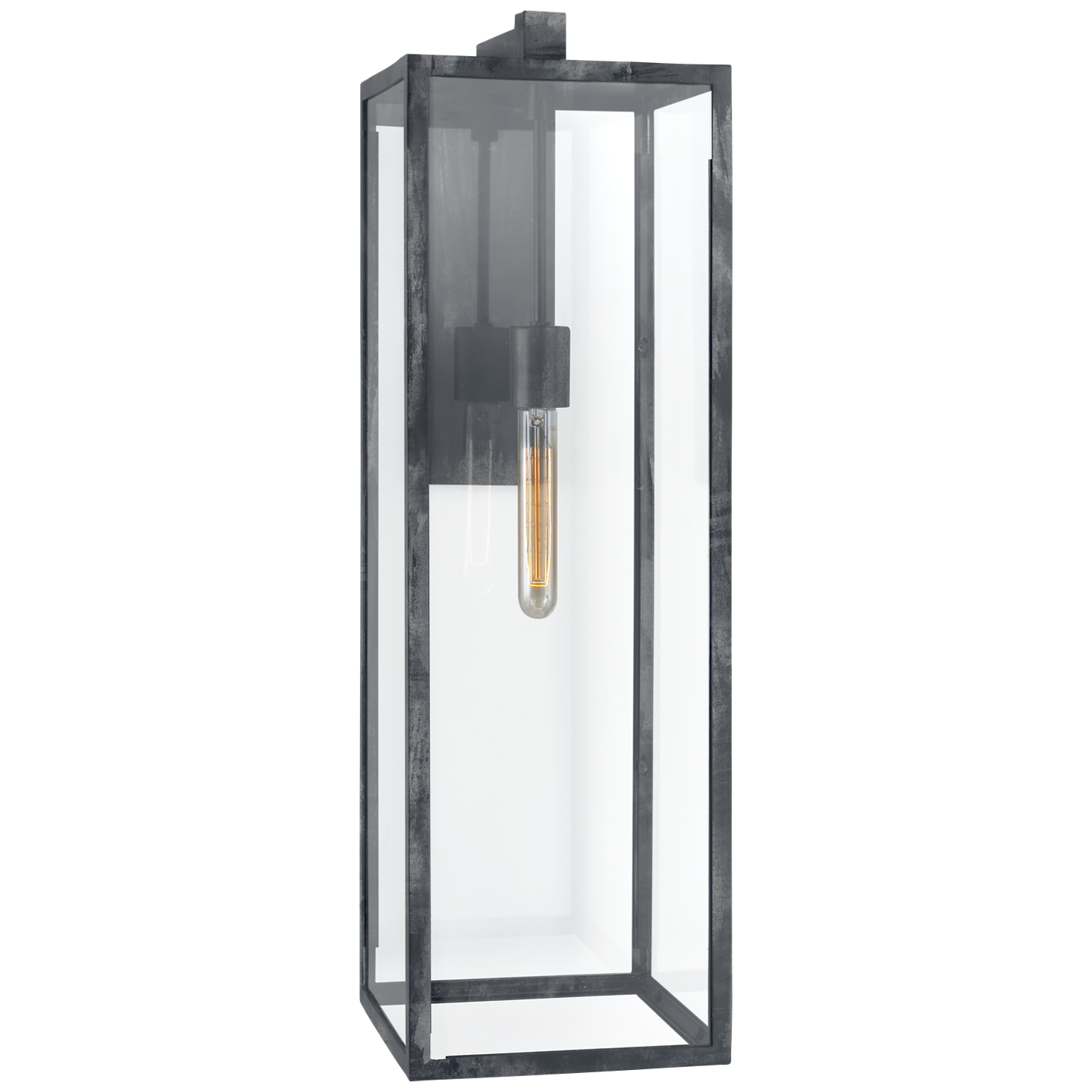 Fresno Long Wall Sconce in Weathered Zinc with Clear Glass