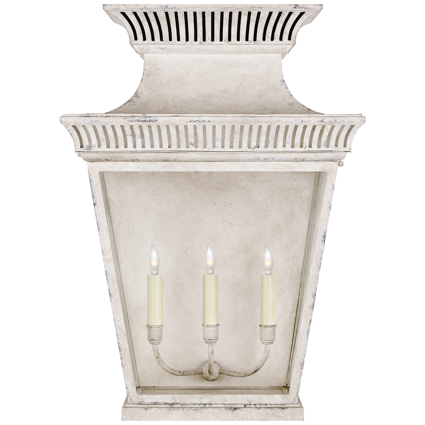 Elsinore Extra Large 3/4 Wall Lantern in Old White with Clear Glass