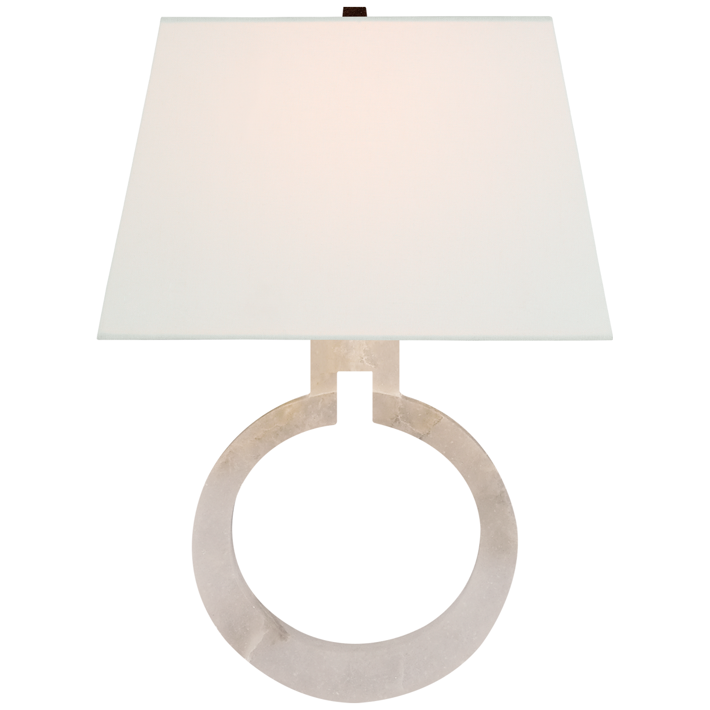 Ring Form Large Wall Sconce in Alabaster with Linen Shade
