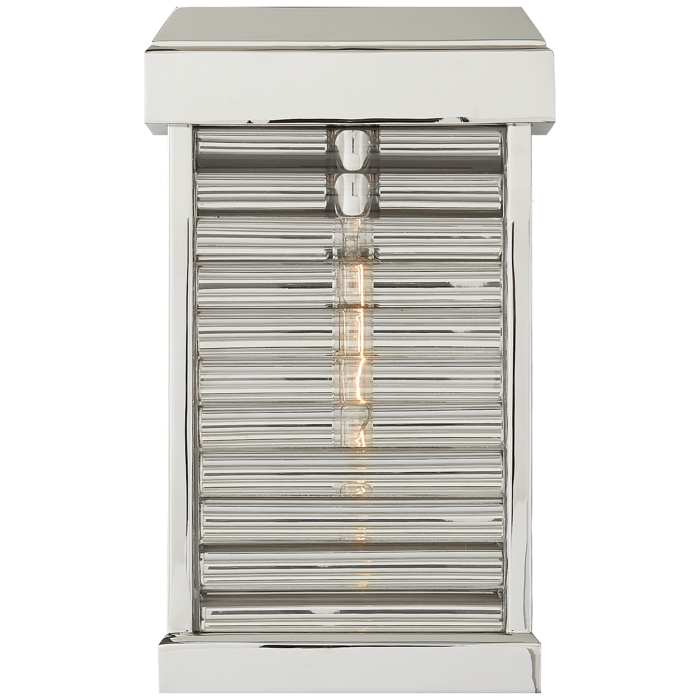 Dunmore Small Curved Glass Louver Sconce in Polished Nickel with Clear Glass