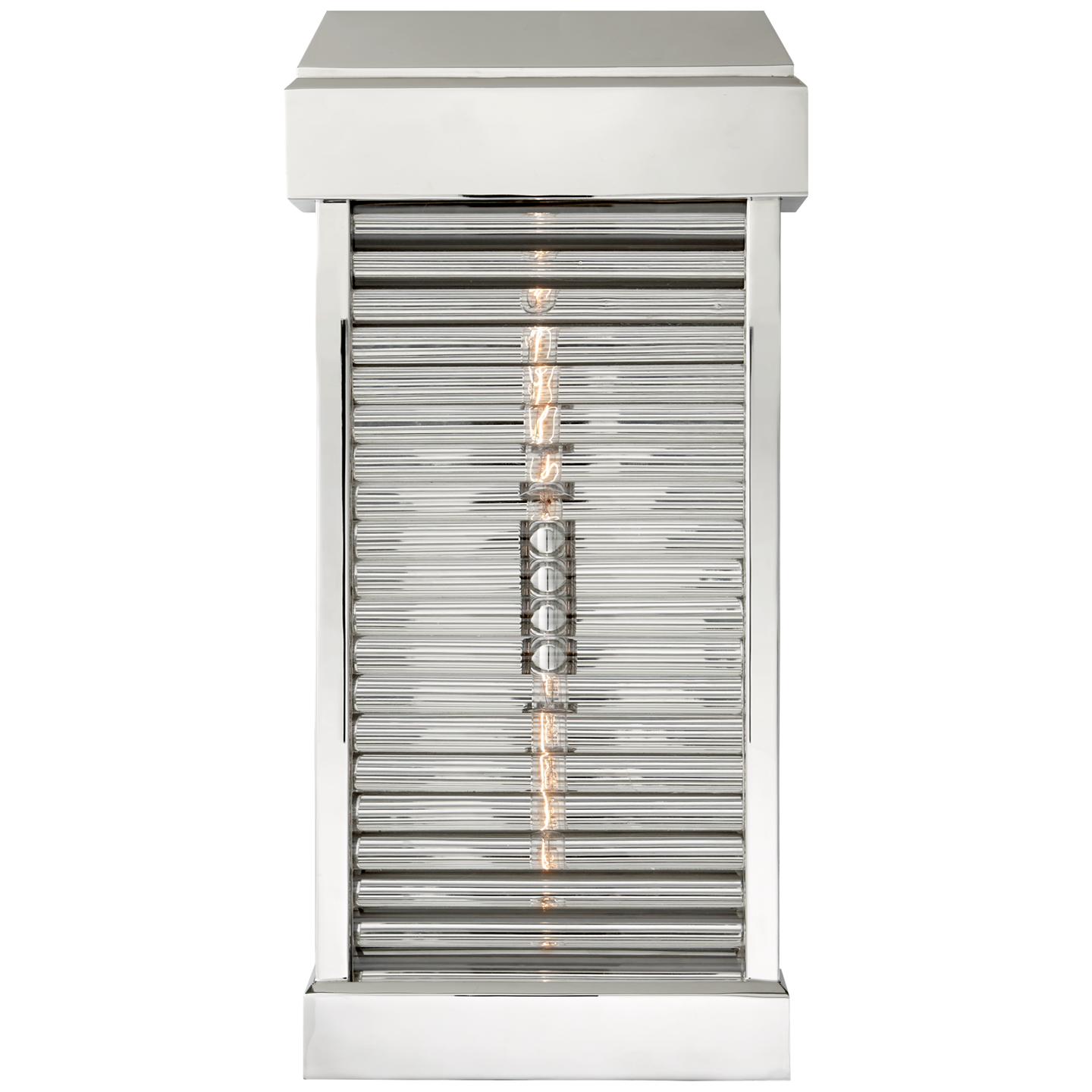 Dunmore Large Curved Glass Louver Sconce in Polished Nickel with Clear Glass