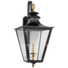 Albermarle Small Bracketed Gas Wall Lantern in Matte Black and Brass with Clear Glass 