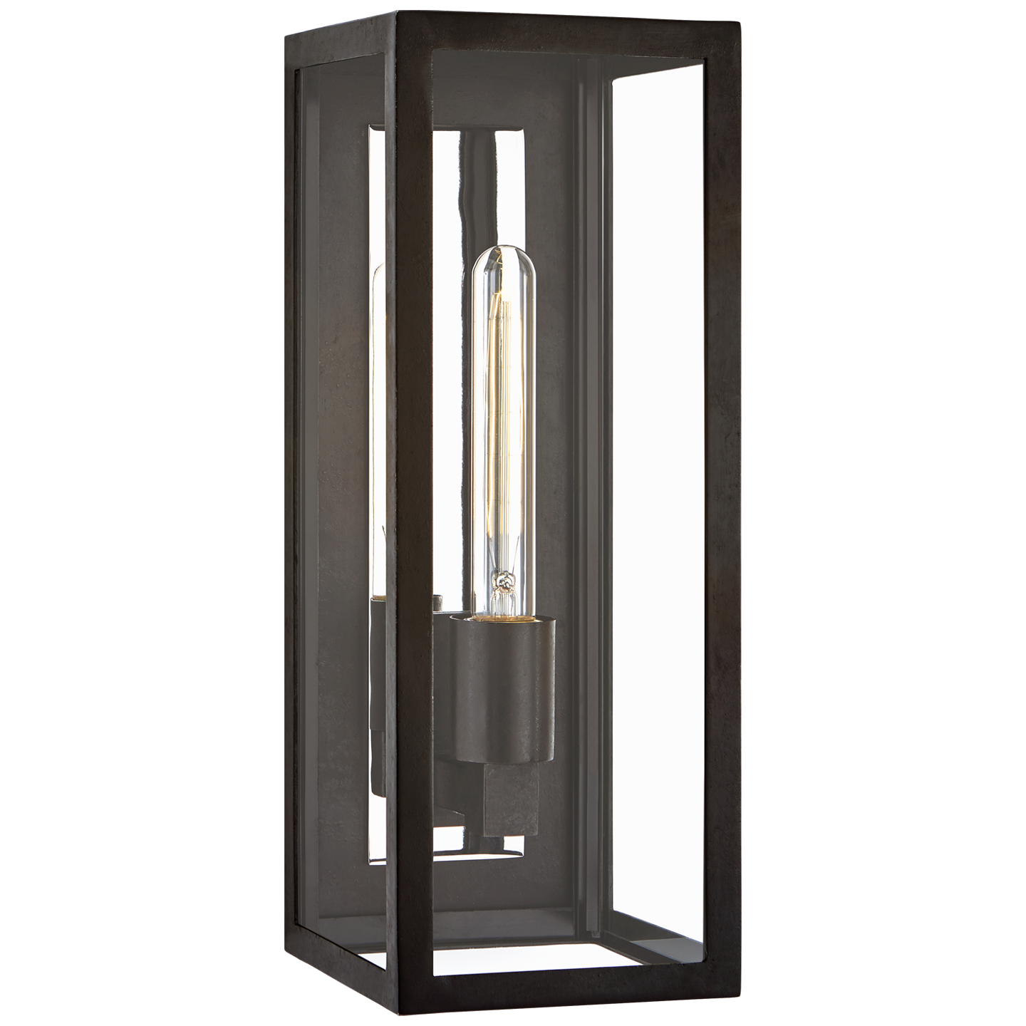 Fresno Medium 3/4 Wall Lantern in Aged Iron with Clear Glass