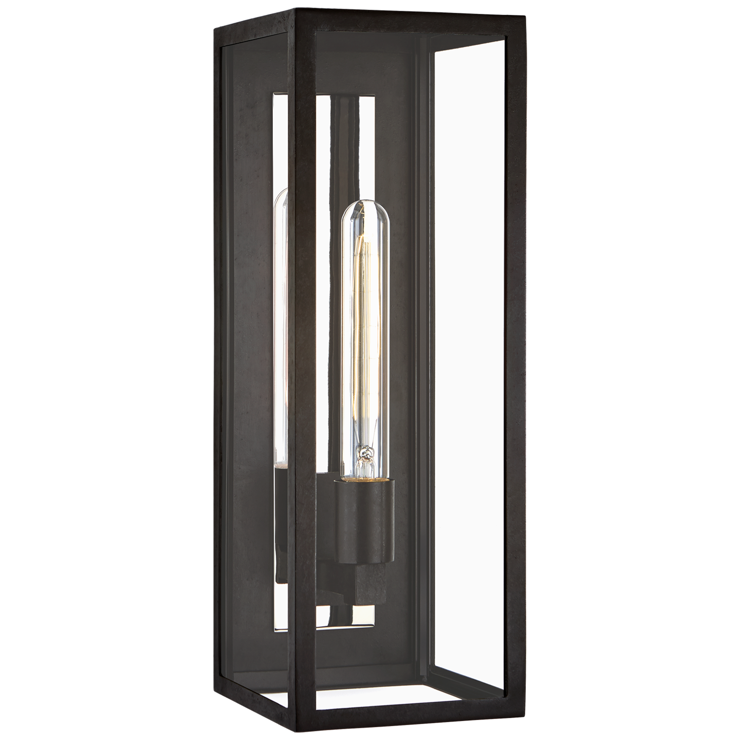 Fresno Large 3/4 Wall Lantern in Aged Iron with Clear Glass