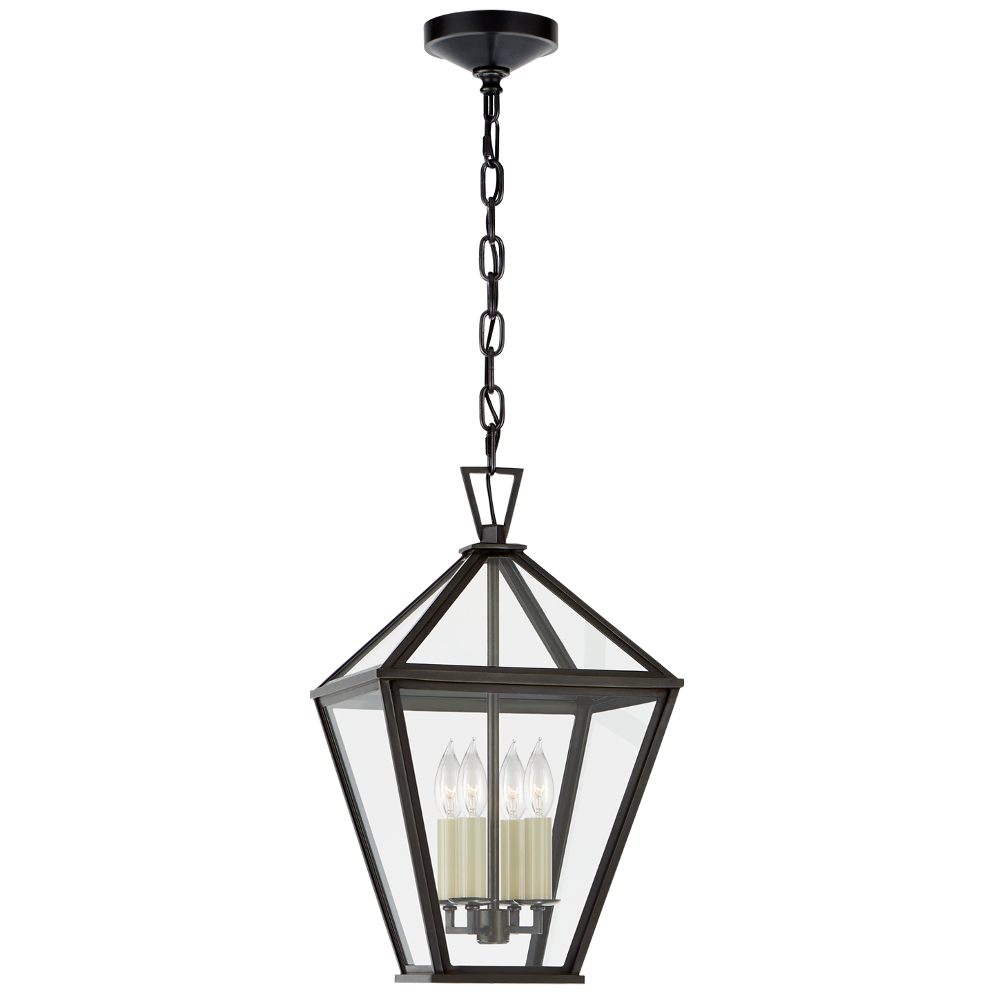 Classic Darlana Medium Hanging Lantern in Bronze with Clear Glass