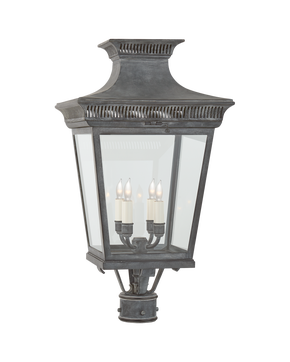 Elsinore Medium Post Lantern in Weathered Zinc with Clear Glass