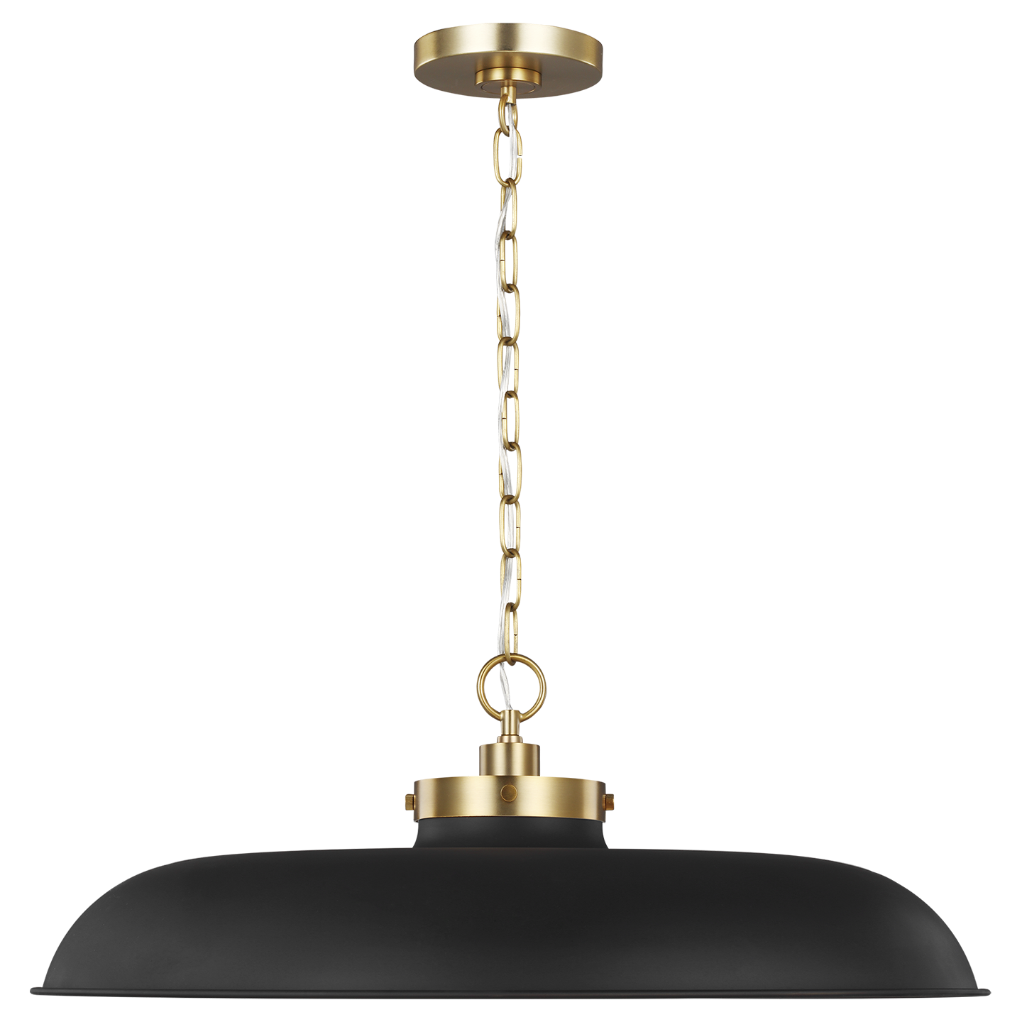 Wellfleet Large Wide Pendant Midnight Black and Burnished Brass