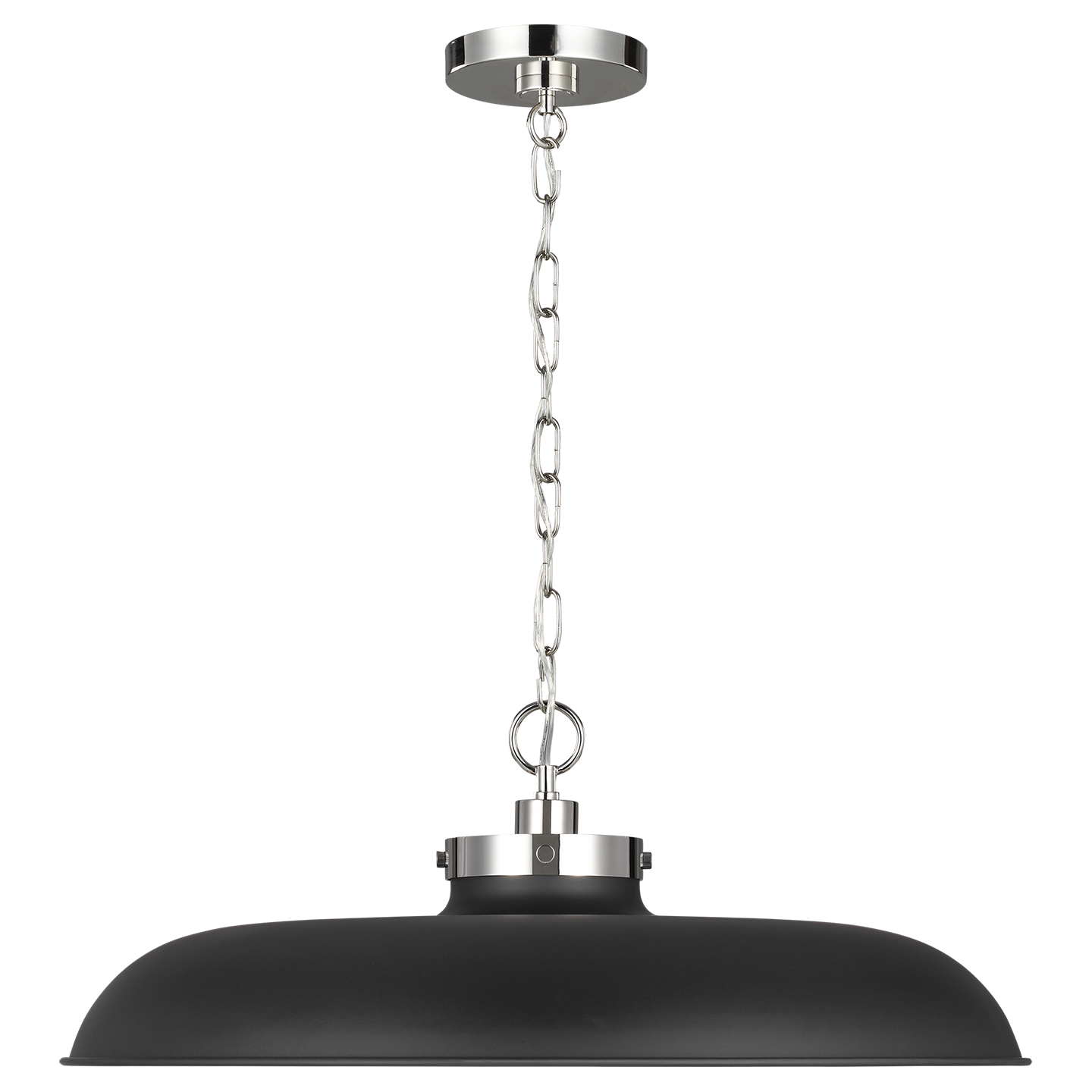 Wellfleet Large Wide Pendant Midnight Black and Polished Nickel