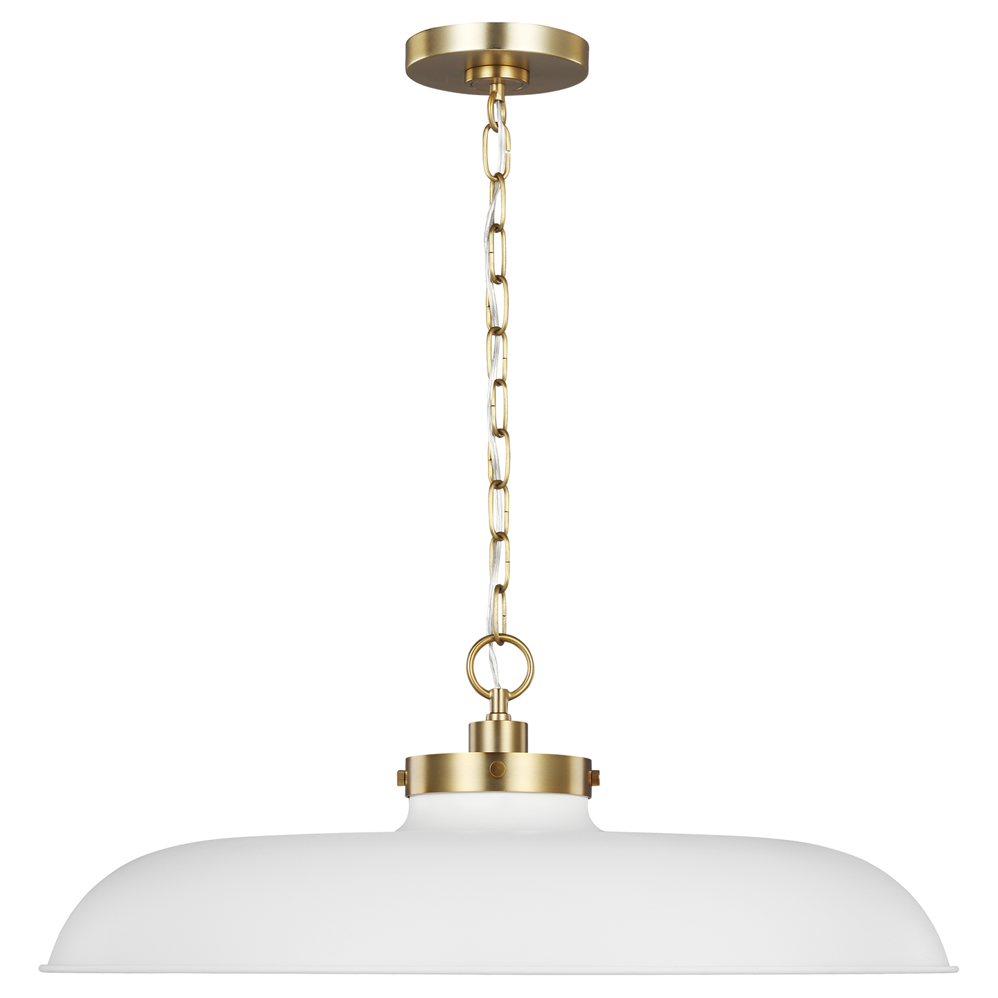 Wellfleet Large Wide Pendant Matte White and Burnished Brass