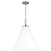 Wellfleet Large Cone Pendant Matte White and Polished Nickel