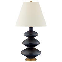 Smith Medium Table Lamp in Mixed Blue Brown with Natural Percale Shade