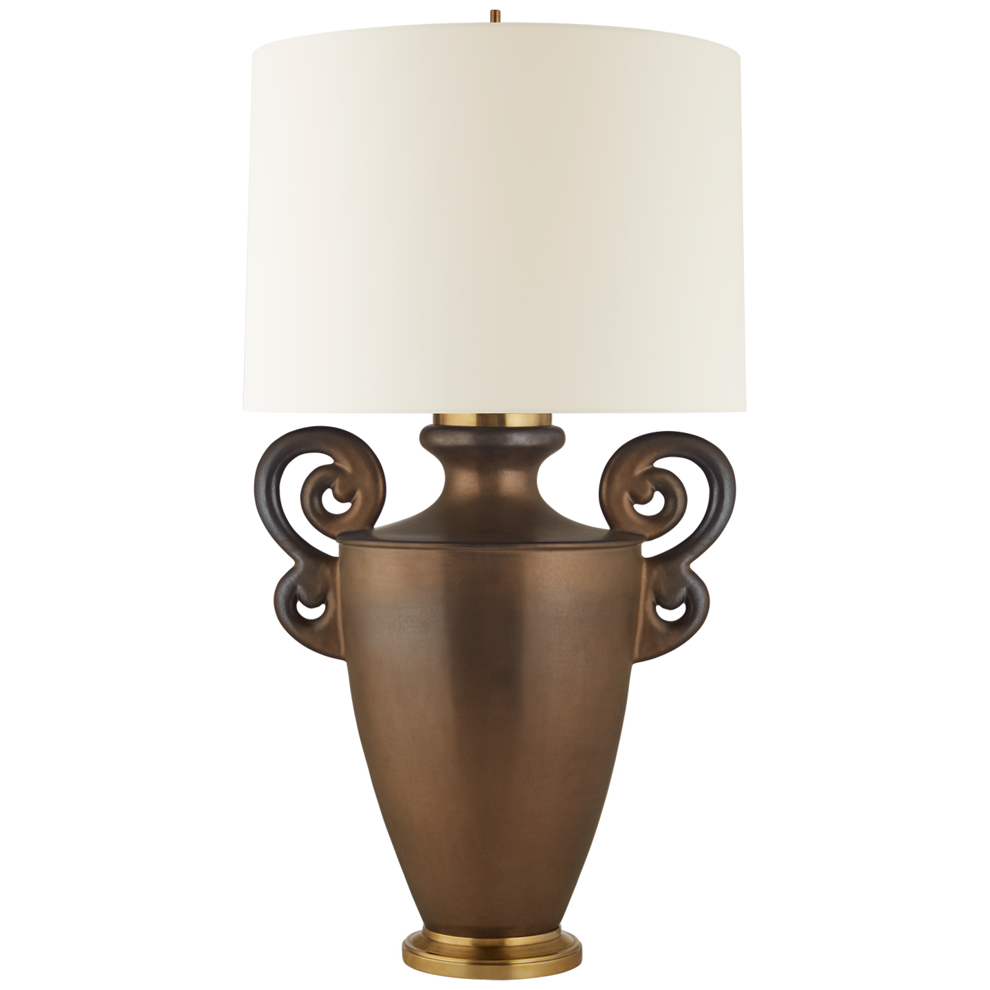 Ralphaeli Large Handled Table Lamp in Matte Bronze with Linen Shade