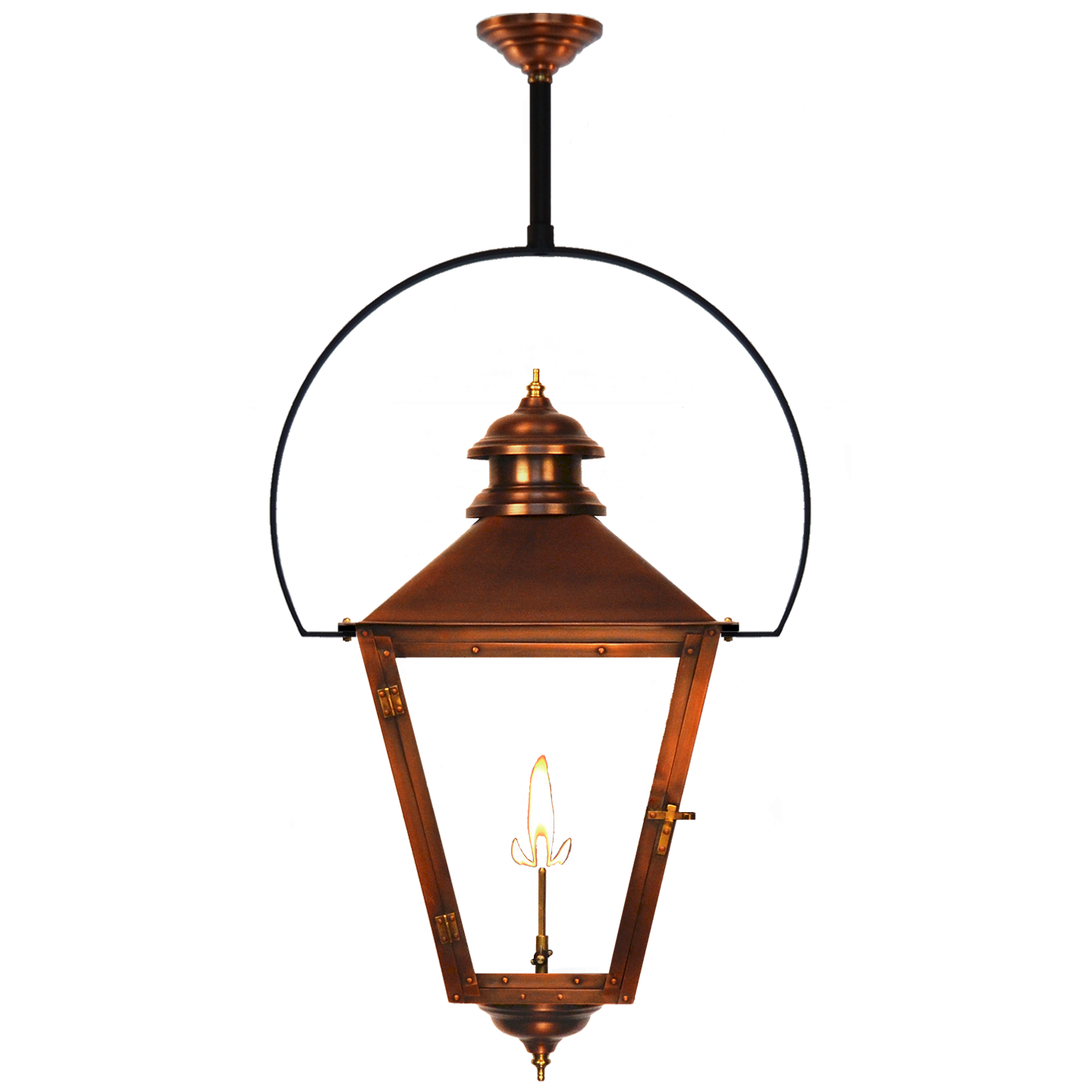 Adams Street 18.5" Classic Yoke Ceiling Lantern in Antique Copper, Gas