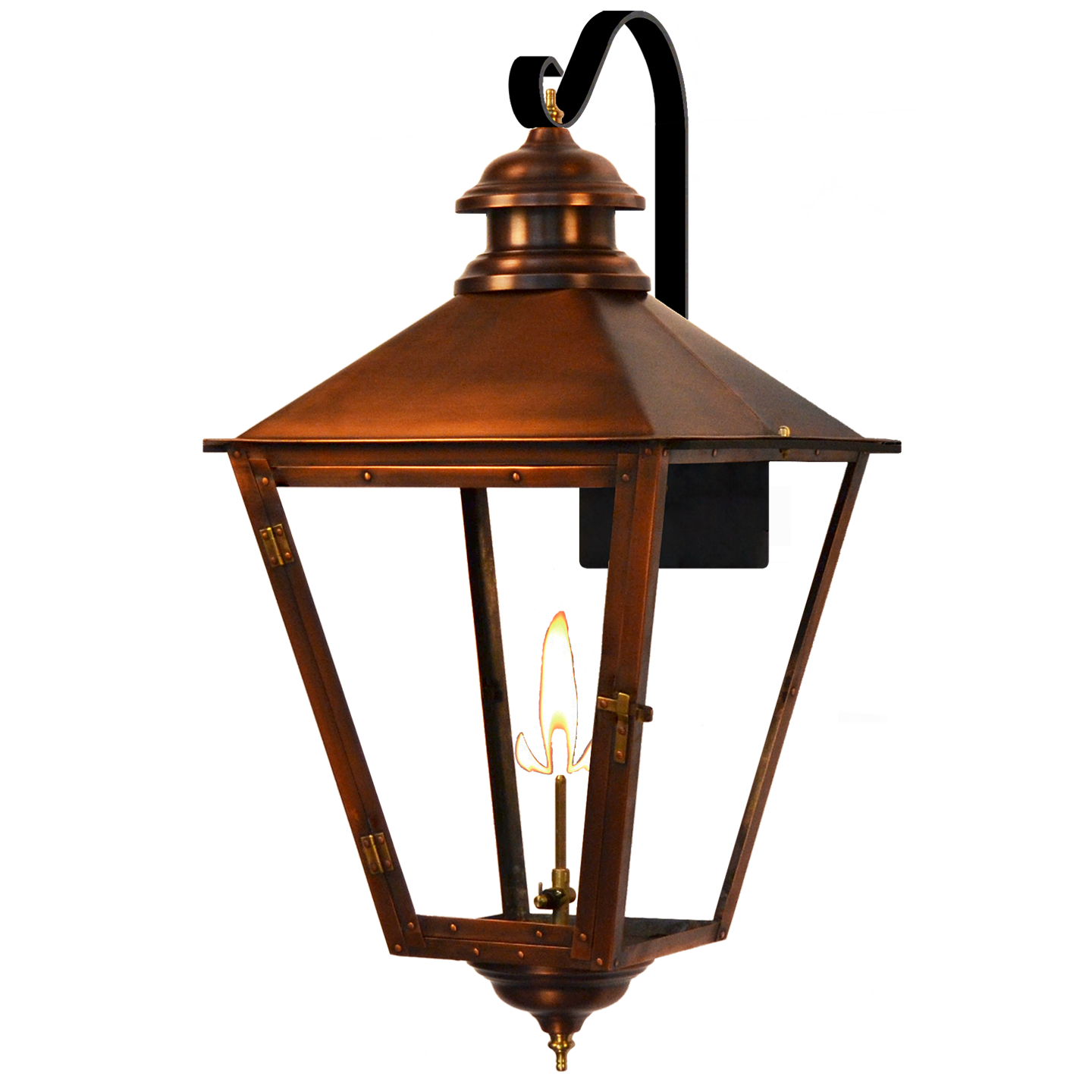Adams Street 18.5" Farmhouse Hook Lantern in Antique Copper, Gas Propane Tip