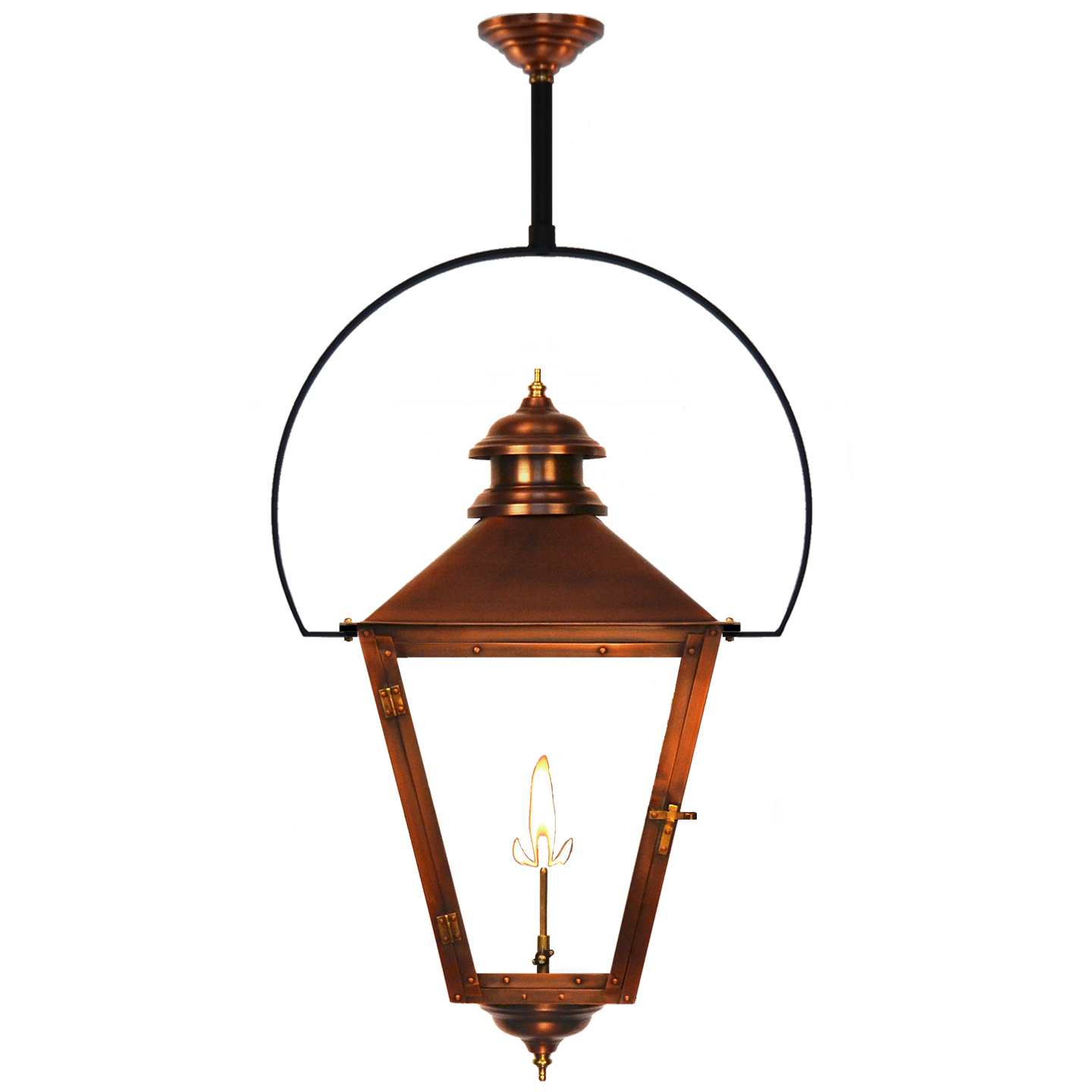 Adams Street 23" Classic Yoke Ceiling Lantern in Antique Copper, Gas