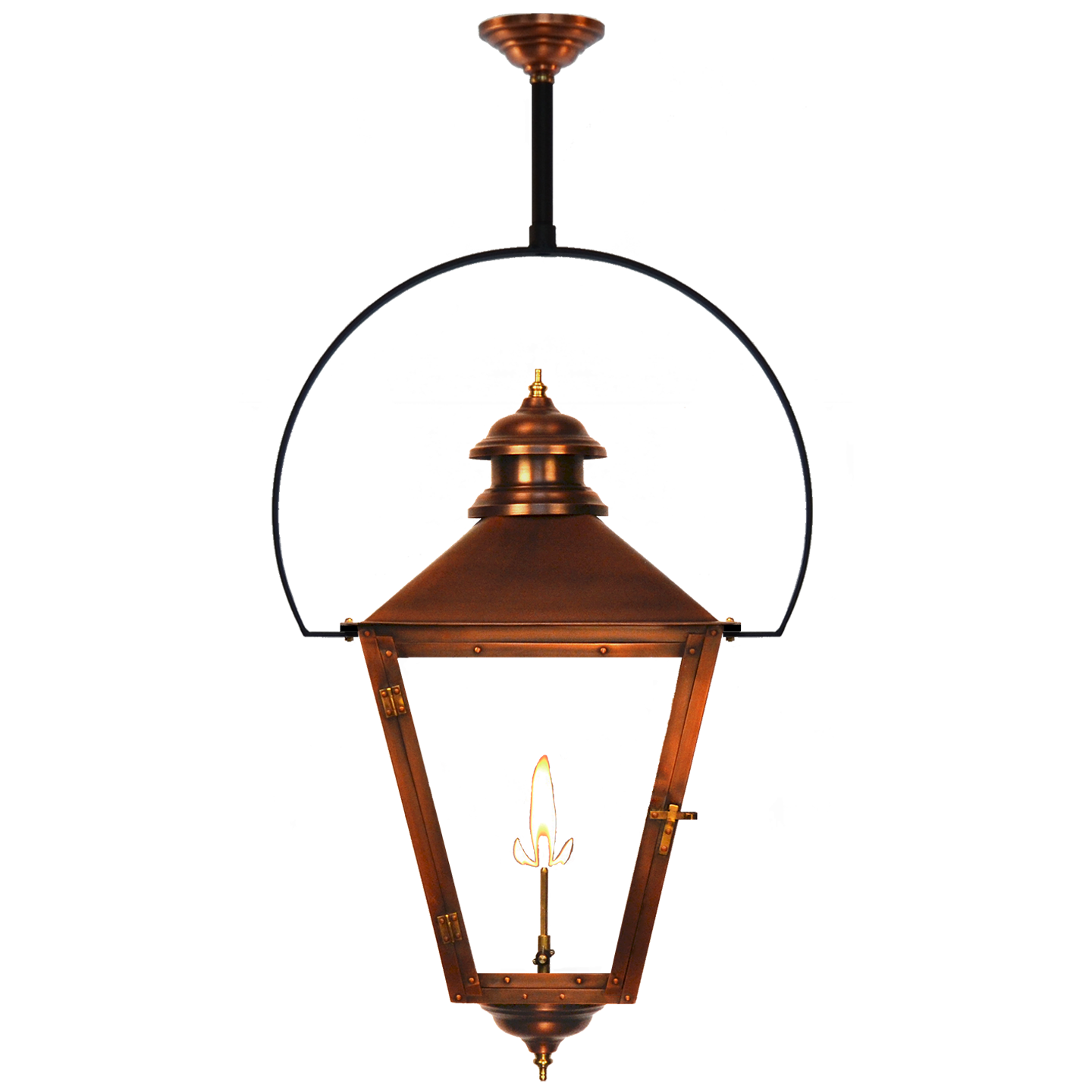 Adams Street 28.5" Classic Yoke Ceiling Lantern in Antique Copper, Gas Propane Tip